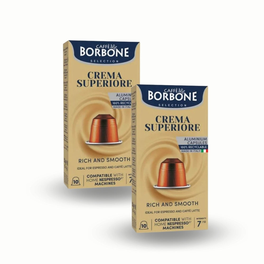 2x Cápsulas Borbone Crema Superiore Nespresso — cremoso, 7/10, notas de chocolate y avellanas