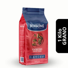 Café Borbone Espresso Intenso en Grano 1kg — blend 30% arábica y 70% robusta, intensidad 9/10