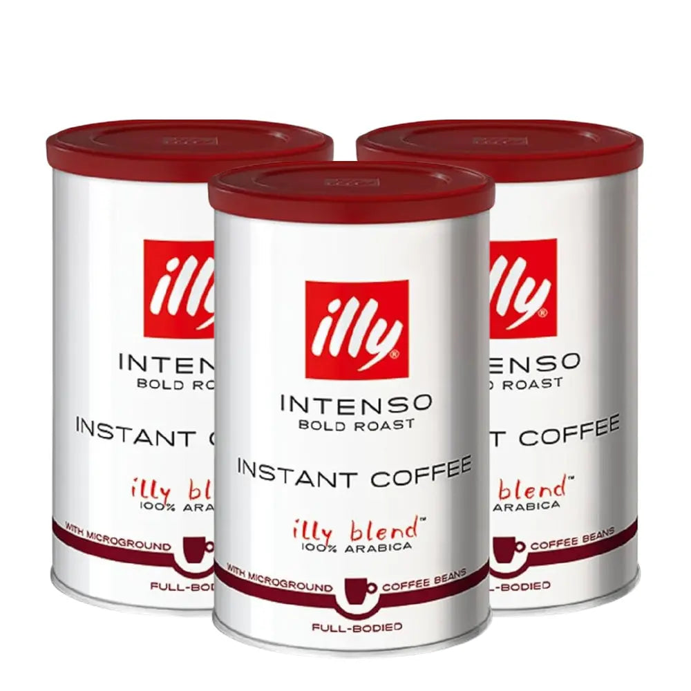 3x Café Illy Instantáneo Intenso 95g — 100% arábica liofilizado, tueste oscuro intensidad 9/10