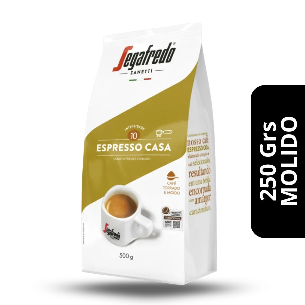 Café Segafredo Espresso Casa Molido 250g — blend italiano tueste medio, aroma envolvente