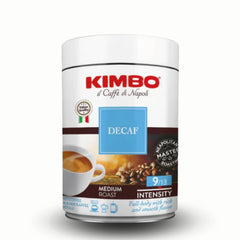 Café Kimbo Decaf Molido 250g — blend napolitano descafeinado, todo el sabor sin cafeína
