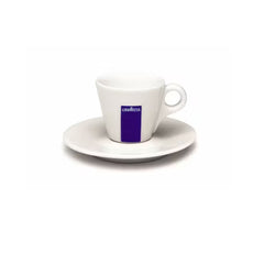 Taza Espresso Lavazza 80ml + Plato — porcelana italiana oficial, apta para lavavajillas