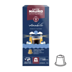 Cápsulas Mauro Amabile para Nespresso® — blend arábica y robusta, intensidad 7, suave y redondo