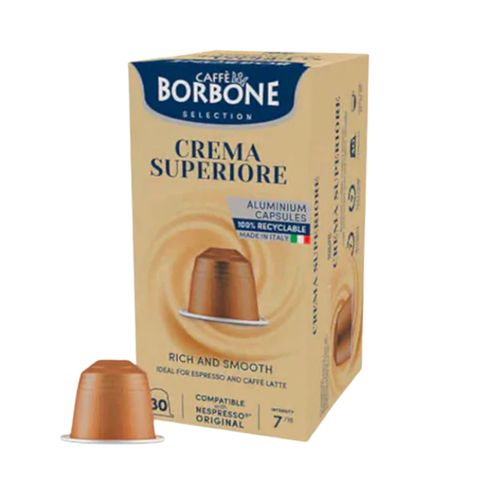 30 Cápsulas Borbone Crema Superiore Nespresso — cremoso, 7/10, notas de chocolate y avellanas