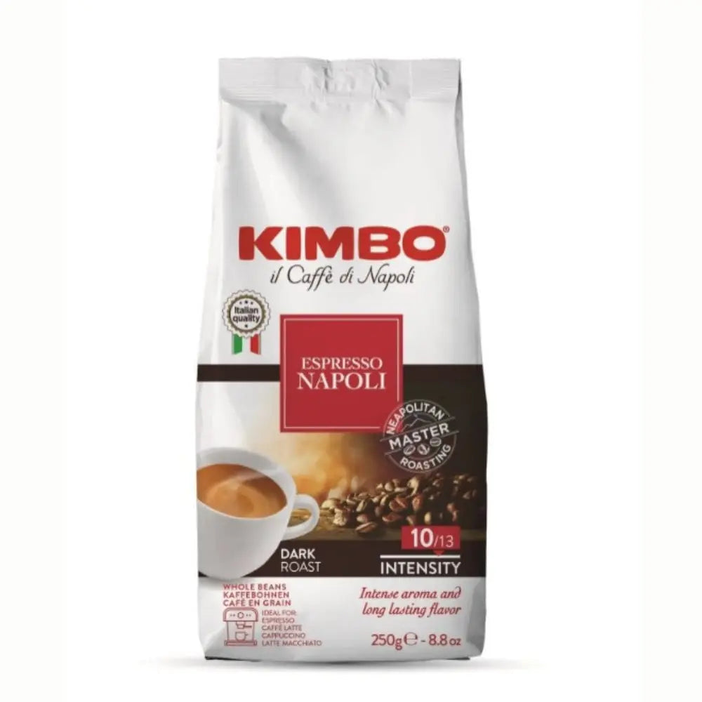 Café Kimbo Napoli en Grano 250g — 80% arábica y 20% robusta, tradición napolitana