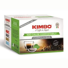 Kimbo 100 Pods Napoli Compostables E.S.E — espresso napolitano cremoso en formato sostenible