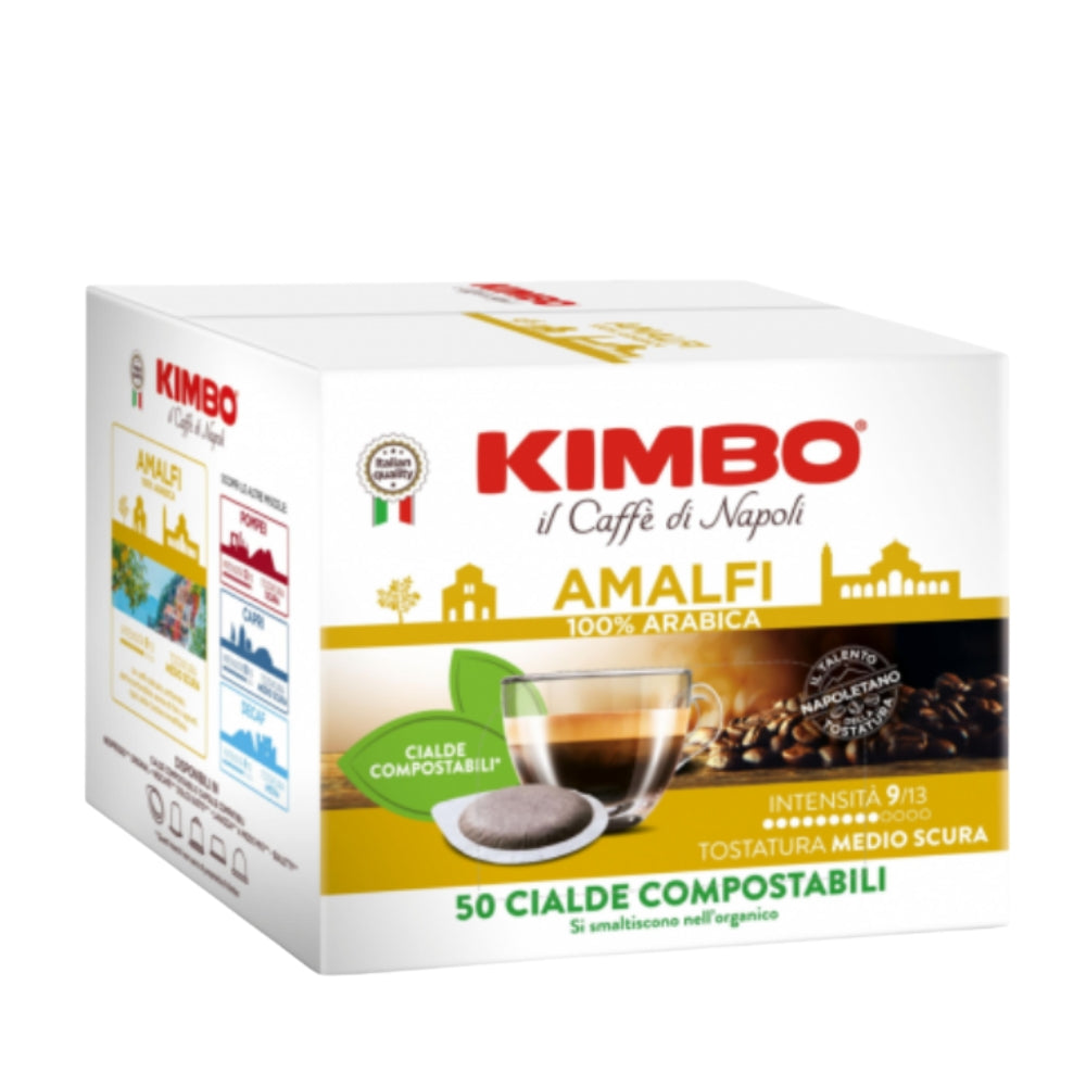 Kimbo 50 Pods Amalfi Compostables E.S.E — espresso napolitano balanceado sostenible