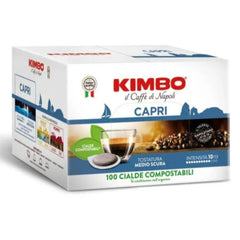Kimbo 100 Pods Capri Compostables E.S.E — espresso napolitano suave en formato sostenible