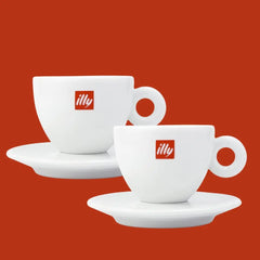 Pack 2x Taza de Porcelana Illy con Platillo 50ml — diseño clásico italiano para espresso