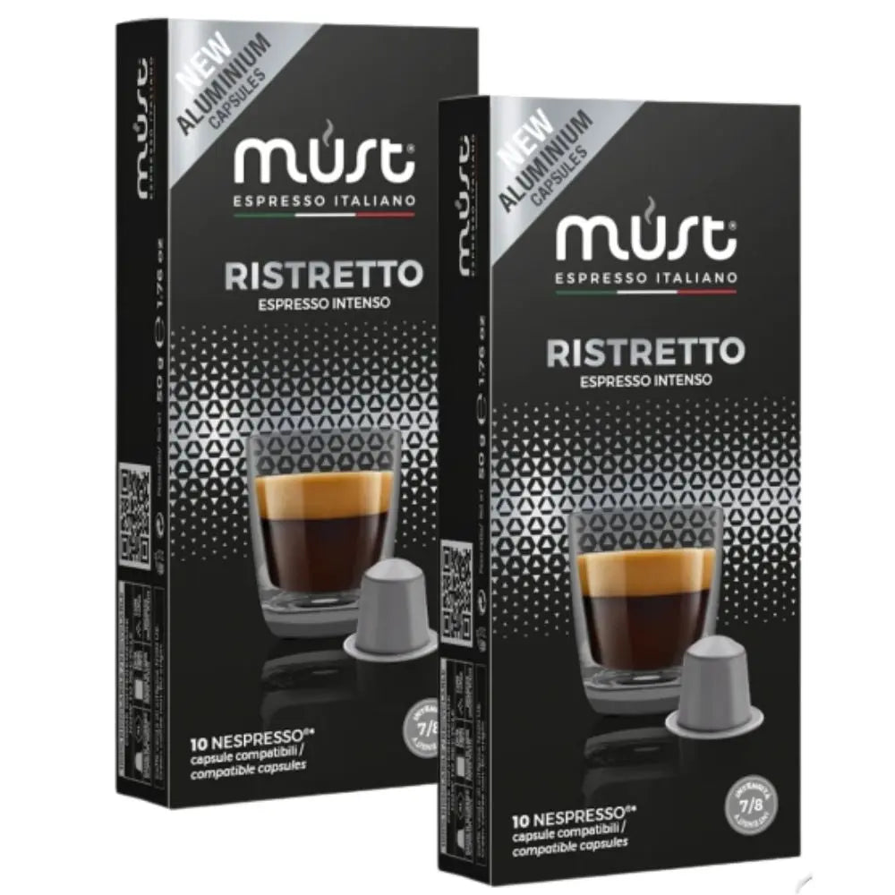 Pack 2x Cápsulas Must Ristretto para Nespresso — intensidad 7/8, notas de chocolate negro