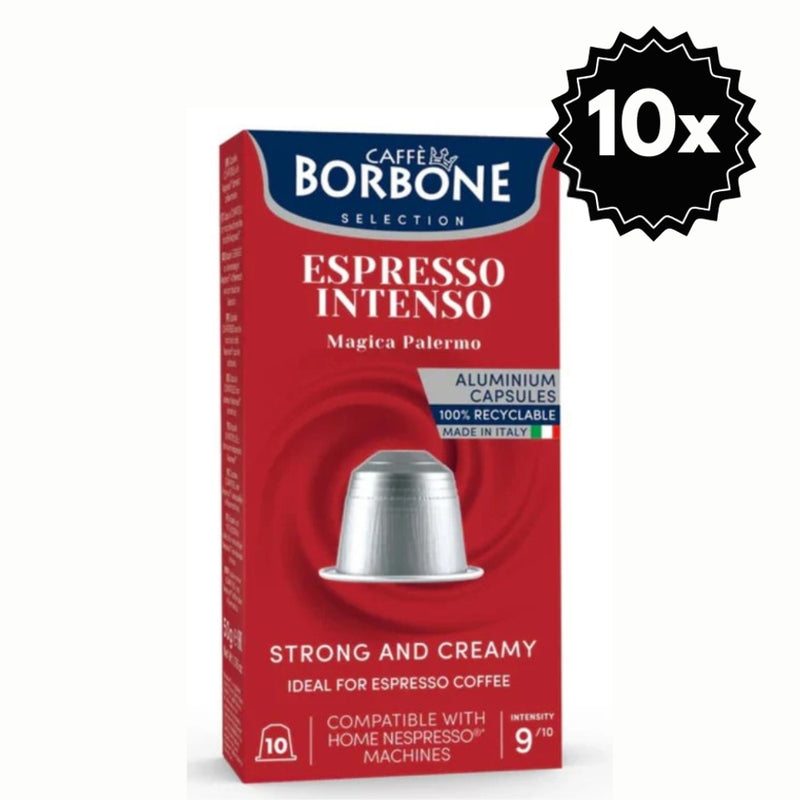 100 Cápsulas Borbone Espresso Intenso Nespresso — cápsulas Nespresso intensidad 9/10, notas de almendra