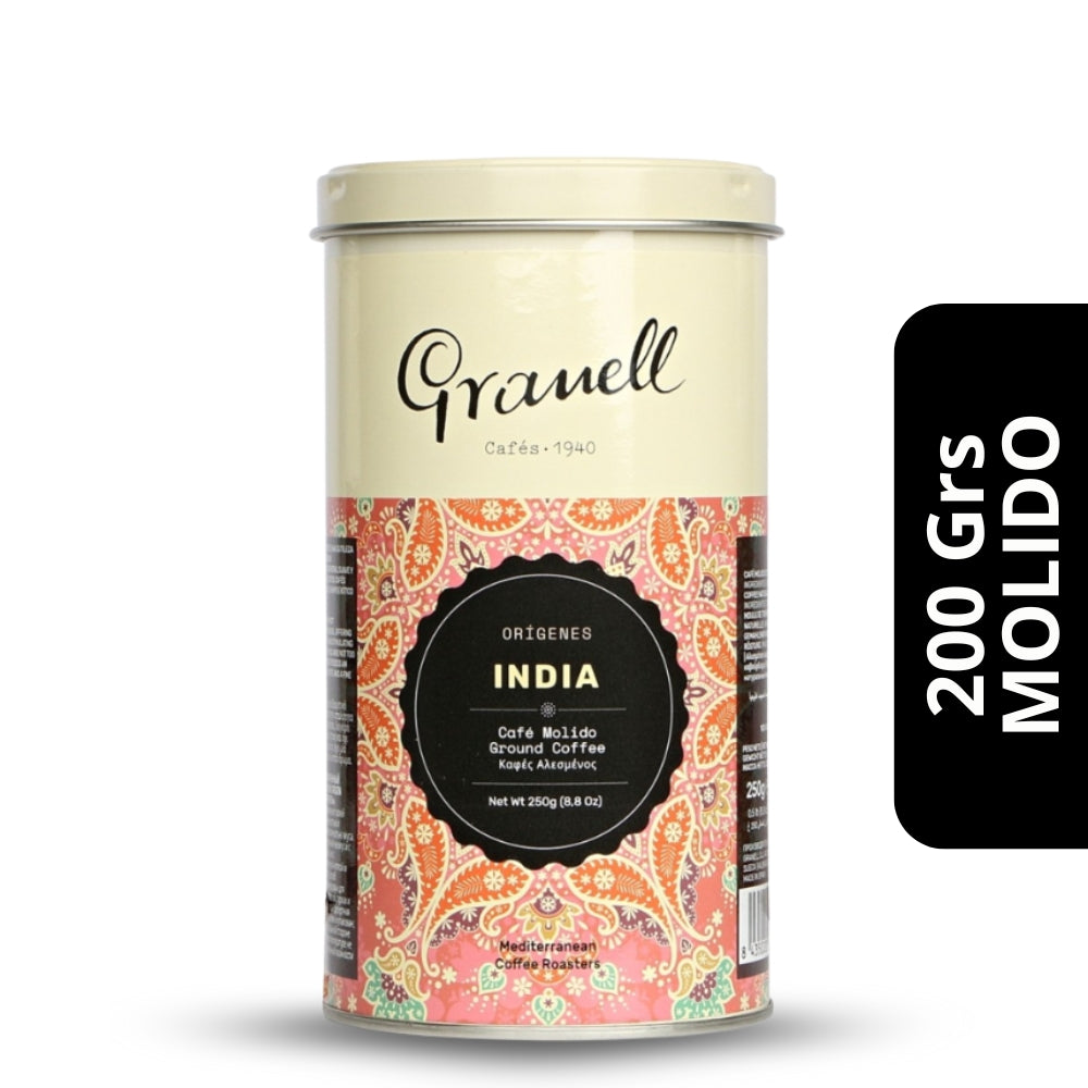 Café Granell Origen India Molido 200g — 100% arábica de India, cuerpo aterciopelado y especiado