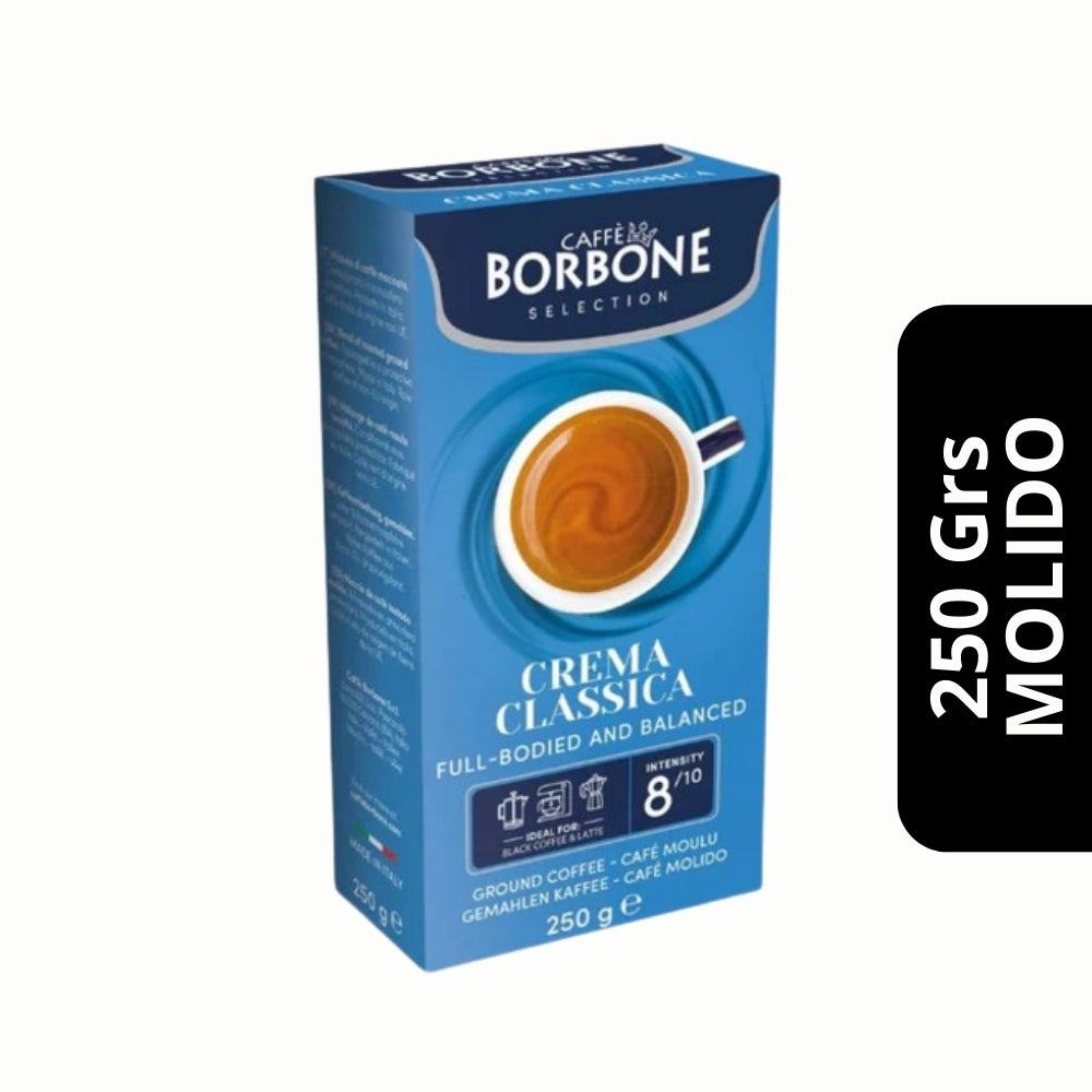 Café Borbone Crema Classica Molido 250g — blend napolitano equilibrado con crema densa