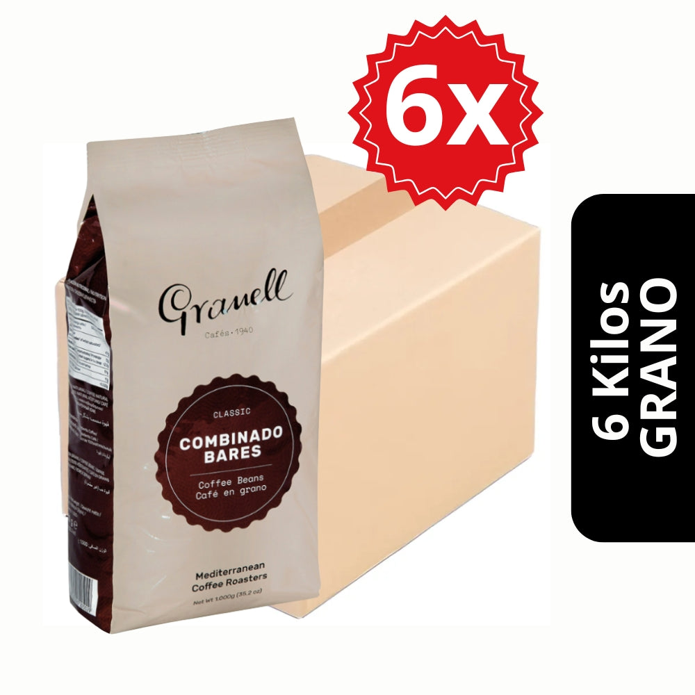 Pack 6kg Granell Combinado Bares en Grano — 100% robusta para cafeterías al mejor precio