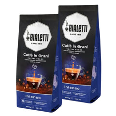 2x Café Bialetti Intenso en Grano 1kg — blend 30% arábica y 70% robusta, cuerpo fuerte