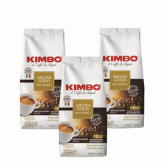 3x Café Kimbo Aroma Gold en Grano 250g — blend napolitano aromático, intensidad 9/13