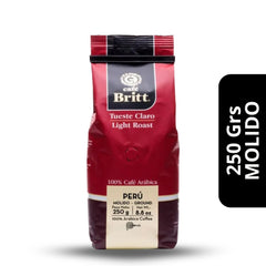 Café Britt Tueste Claro Perú Molido 250g — 100% arábica de altura, perfil suave con notas cítricas