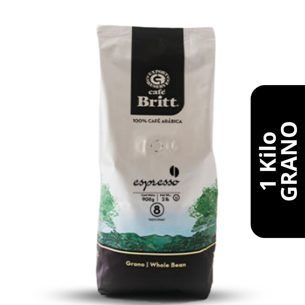 Café Britt Espresso 100% Arábica en Grano 1kg — 100% arábica de los Andes peruanos, tueste oscuro