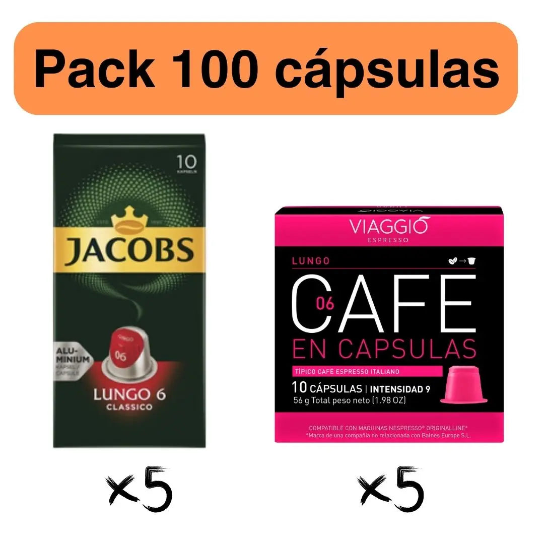 Pack Lungo 100 Càpsulas Nespresso