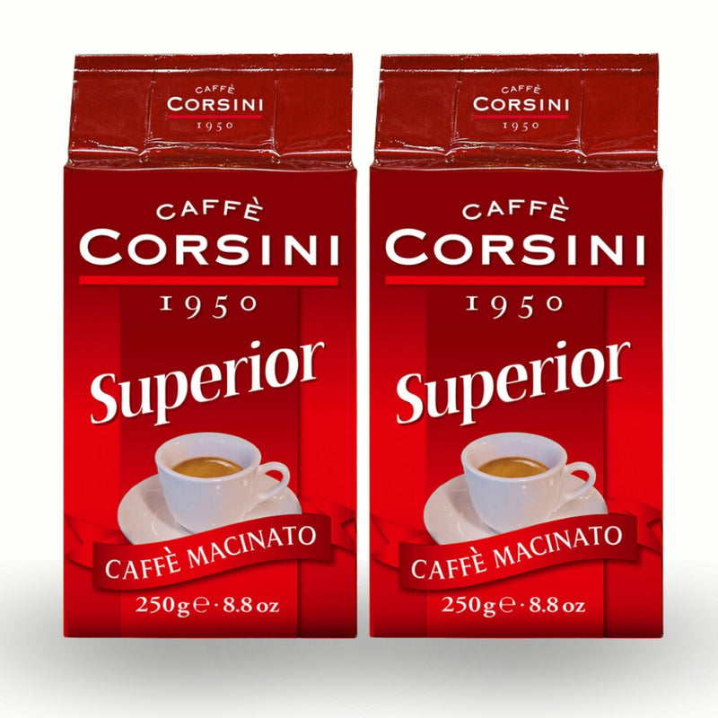 Café Corsini Superior Molido 250g — blend robusta asiática, tueste oscuro intenso
