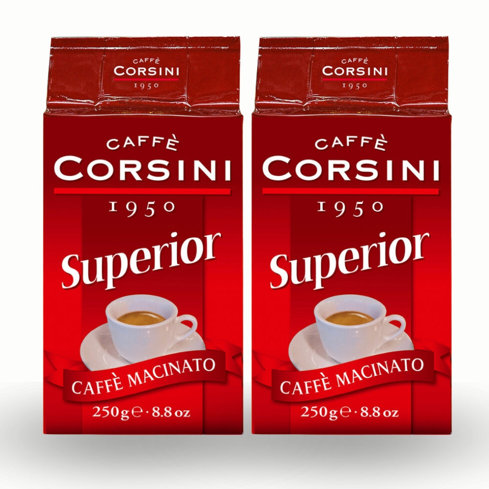 Café Corsini Superior Molido 250g — blend robusta asiática, tueste oscuro intenso