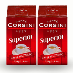 Café Corsini Superior Molido 250g — blend robusta asiática, tueste oscuro intenso