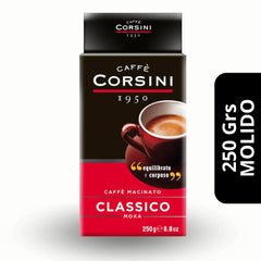 Café Corsini Classico Molido — 100% arábica para moka, intensidad 7/10
