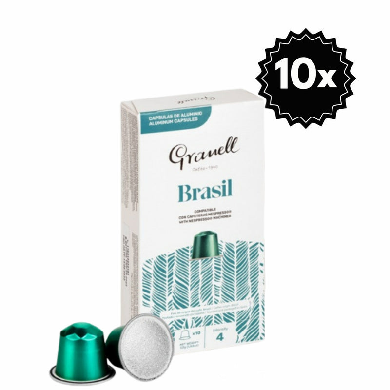 100 Cápsulas Granell Brasil Nespresso — cápsulas Nespresso de Brasil, notas achocolatadas