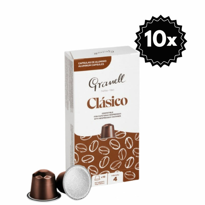 100 Cápsulas Granell Classico Nespresso — cápsulas Nespresso espresso de tradición española