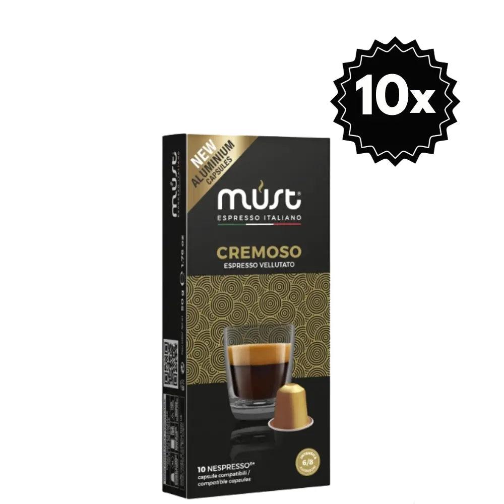100 Cápsulas Must Cremoso para Nespresso — 100% arábica, notas de nuez y cacao
