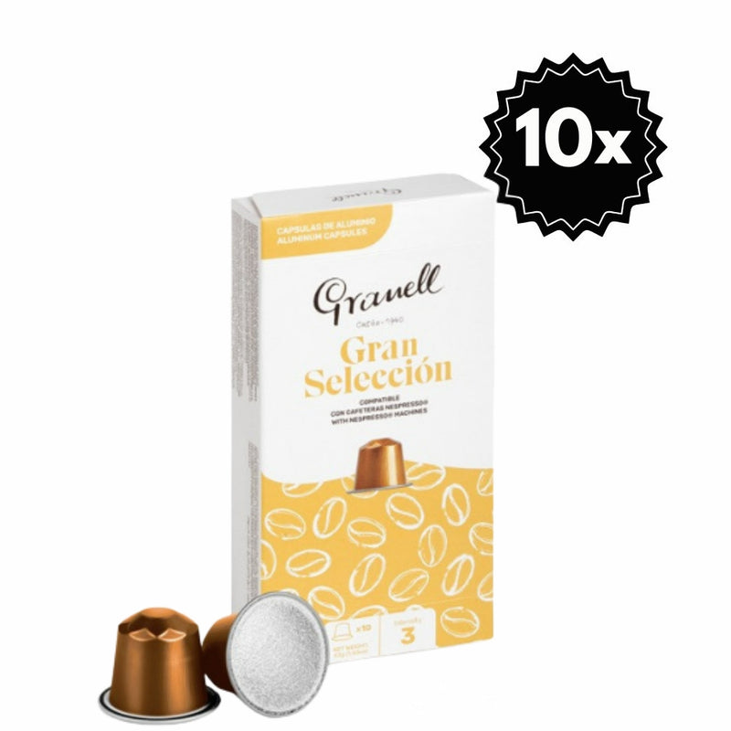 100 Cápsulas Granell Gran Selección Nespresso — blend 100% arábica en cápsula de aluminio