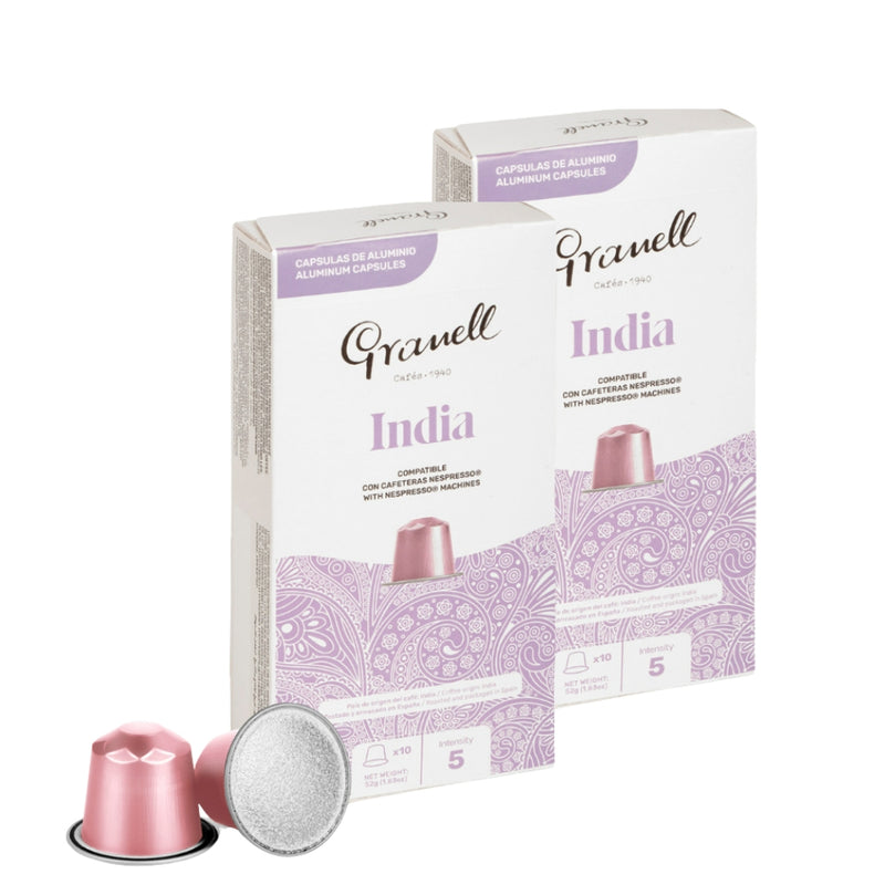 2x Cápsulas Granell India Nespresso — cápsulas Nespresso de India, notas especiadas y terrosas