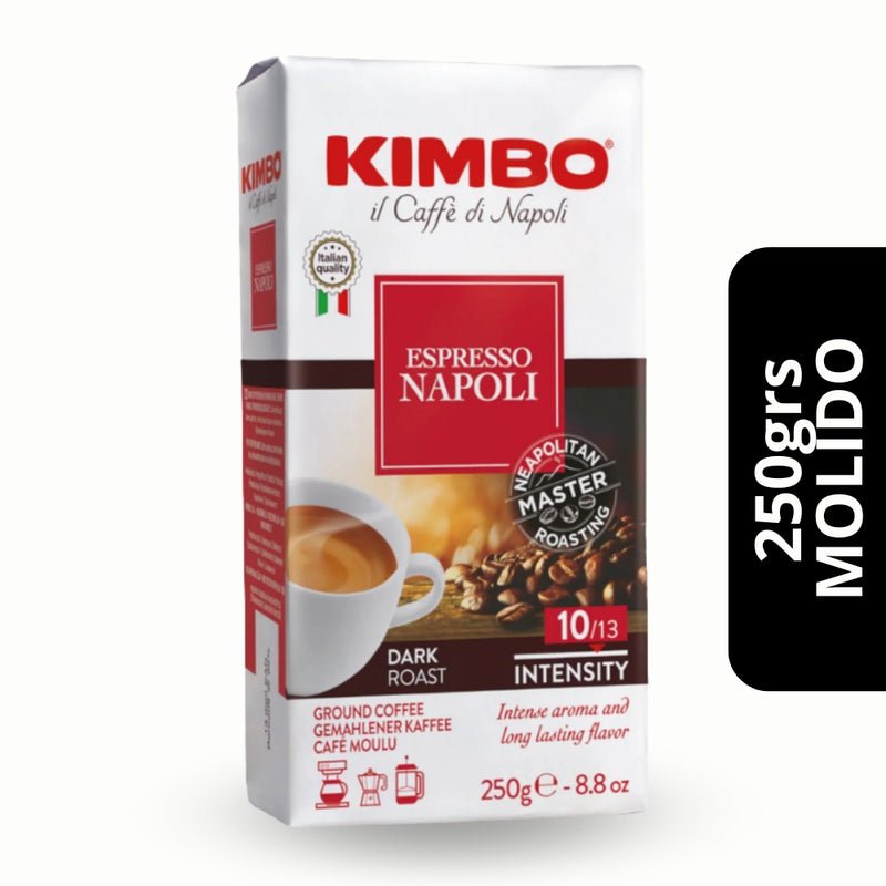 Café Kimbo Napoli Molido 250g brick — 80% arábica y 20% robusta, cremoso y aterciopelado