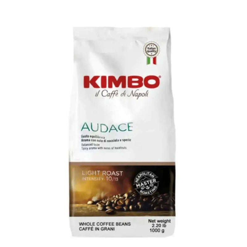 Café Kimbo Audace en Grano 1kg — blend napolitano de carácter intenso, cuerpo alto