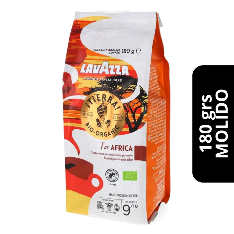 Café Lavazza For Africa Molido 180g — 100% arábica orgánico con certificación Rainforest Alliance