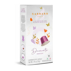 Cápsulas Carraro Decerato para Nespresso — proceso dewaxed, suave y de baja acidez