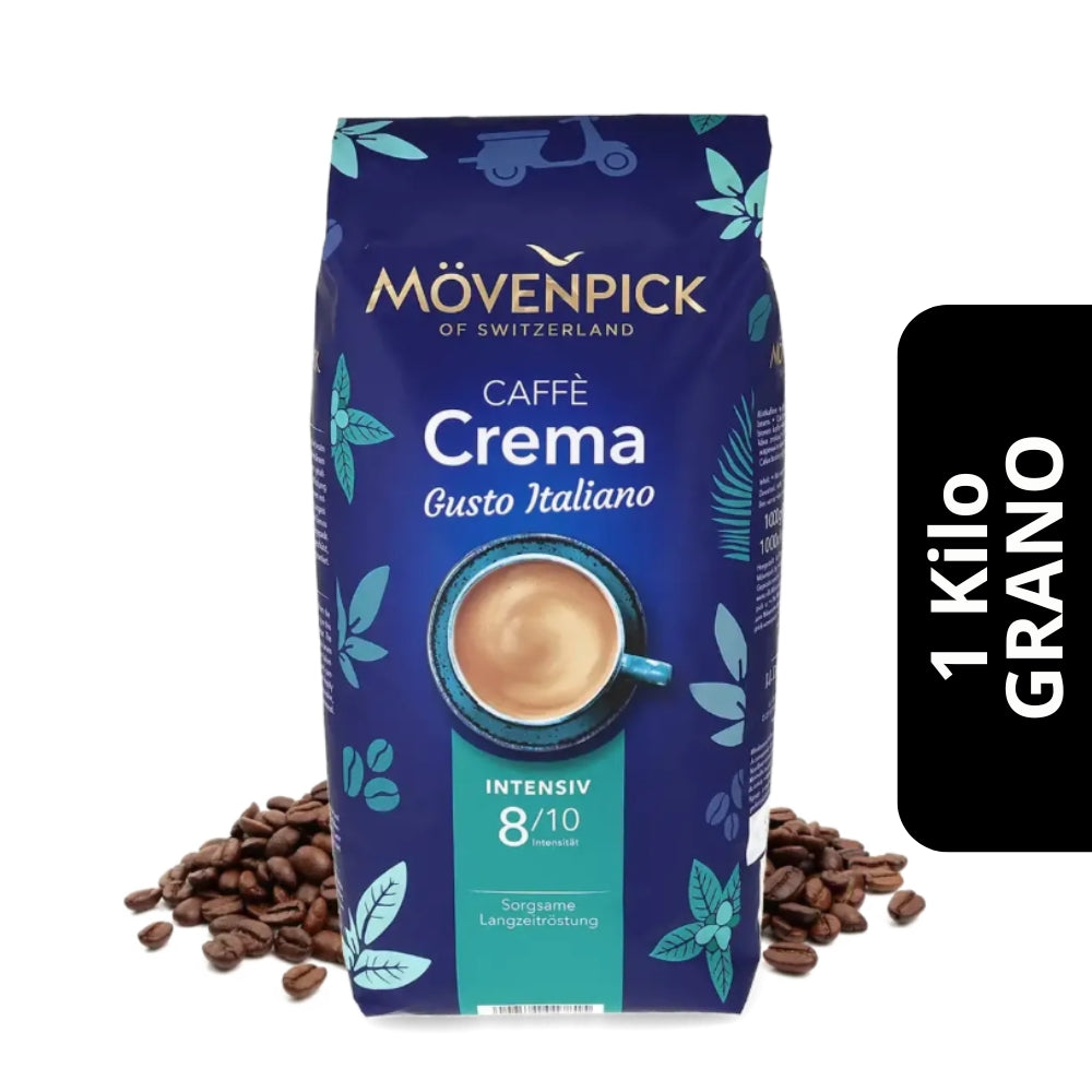 Café Mövenpick Crema Gusto Italiano en Grano 1kg — estilo italiano cremoso, para espresso