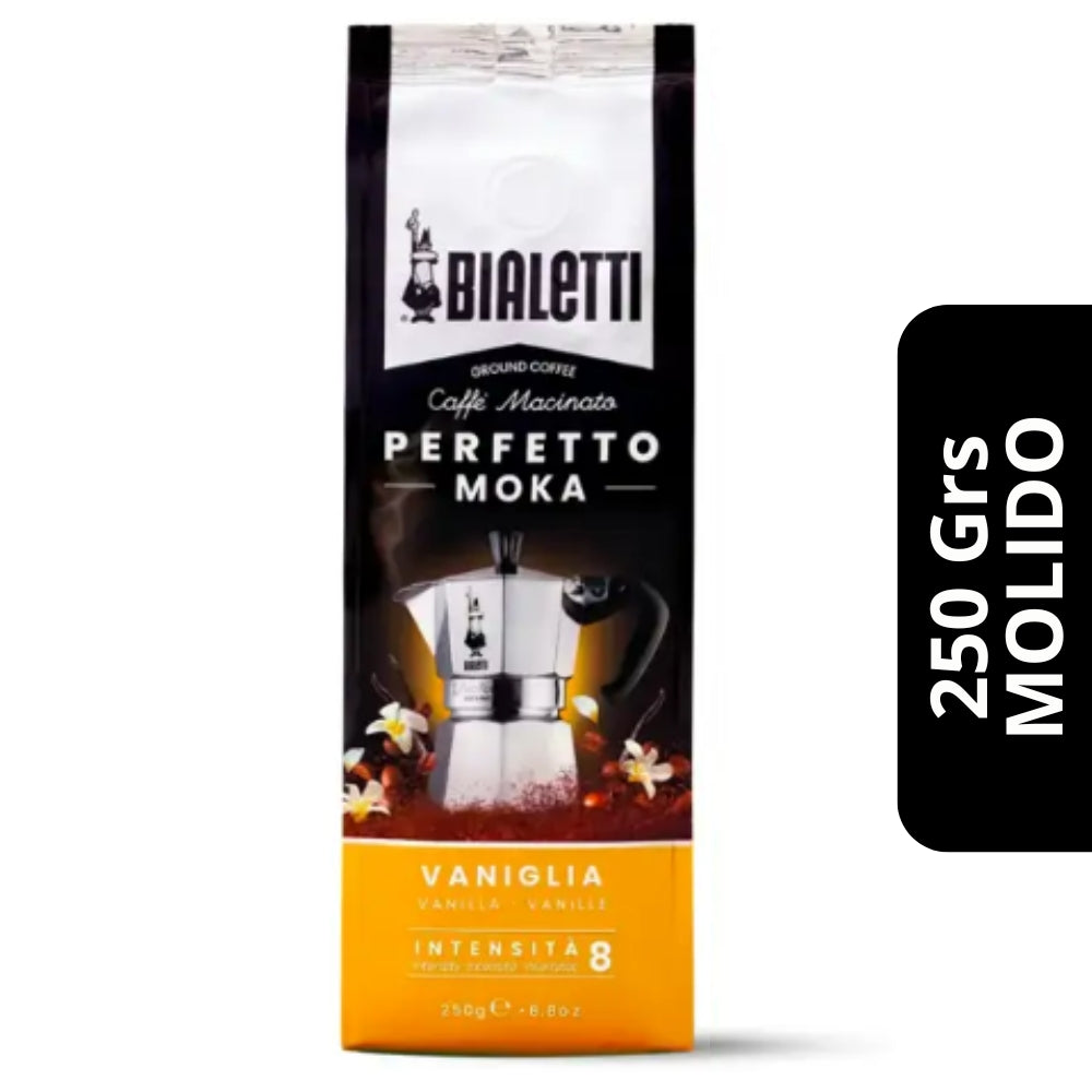 Café Bialetti Perfetto Moka Vainilla 250g — molido para moka, delicioso toque a vainilla
