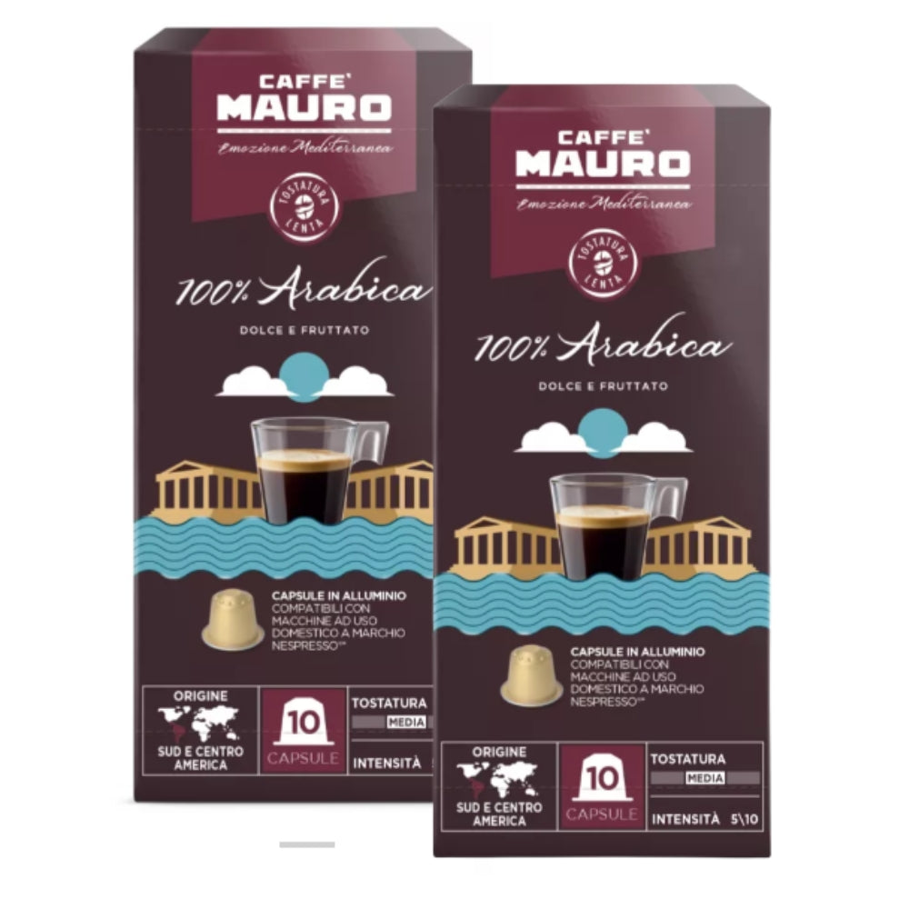 2x Cápsulas Caffè Mauro 100% Arábica para Nespresso — intensidad 5, cápsulas de aluminio sellado