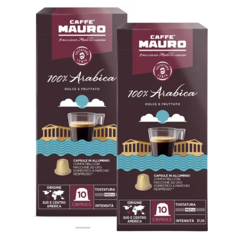 2x Cápsulas Caffè Mauro 100% Arábica para Nespresso — intensidad 5, cápsulas de aluminio sellado