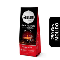 Café Bialetti Classico Molido 250g — blend equilibrado de arábica y robusta, para moka
