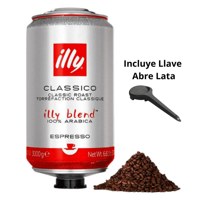 Café Illy en Grano Classico 3kg — blend 100% arábica para cafeterías