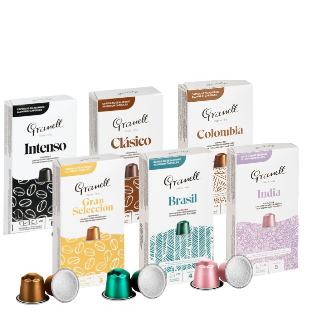 Pack Mix 60 Cápsulas Granell Nespresso — Intenso, Classico, Gran Selección y orígenes