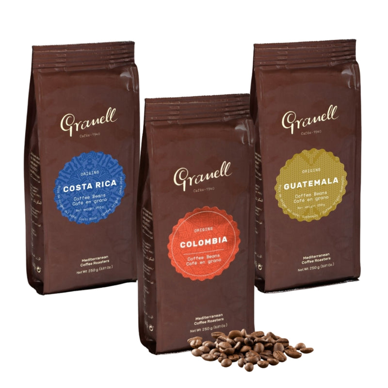 Pack Granell Orígenes en Grano — Costa Rica, Colombia y Guatemala, tres 100% arábica distintos
