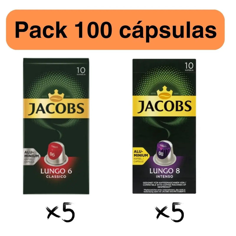 Pack Jacobs Lungo 100 Càpsulas Nespresso