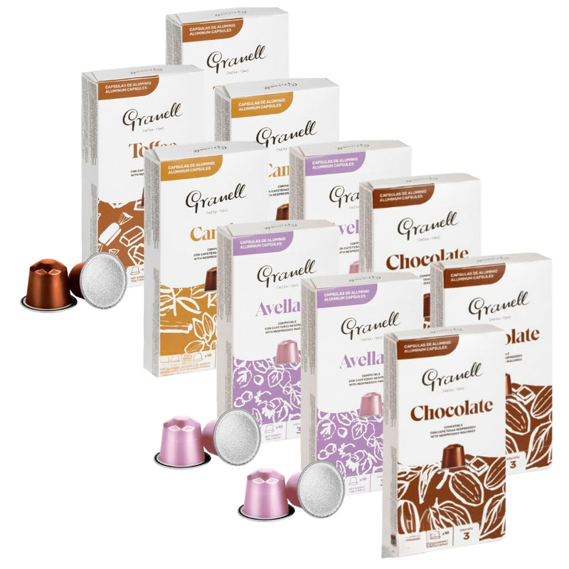 100 Cápsulas Sabores Granell Nespresso — pack 100 cápsulas de sabores Granell para Nespresso