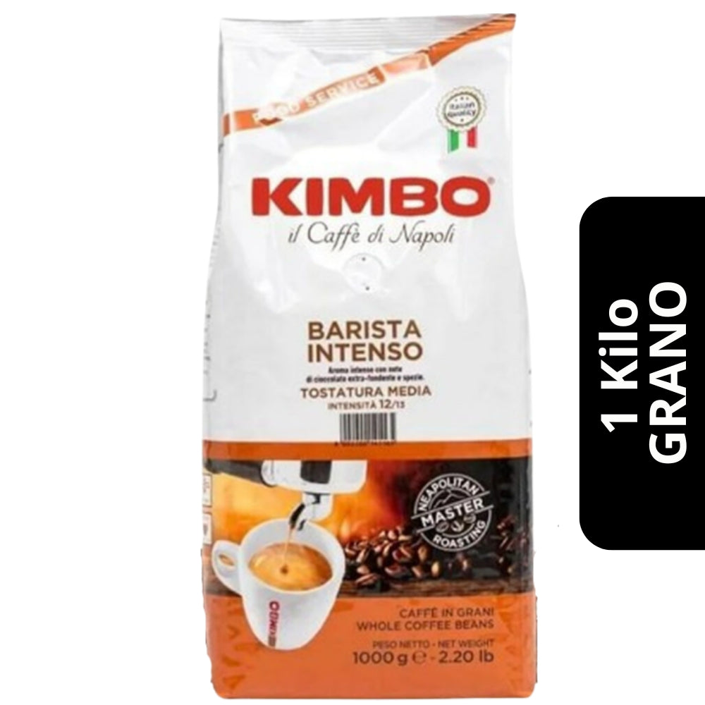 Kimbo Barista Intenso en Grano 1kg — blend napolitano de carácter fuerte para espresso profesional