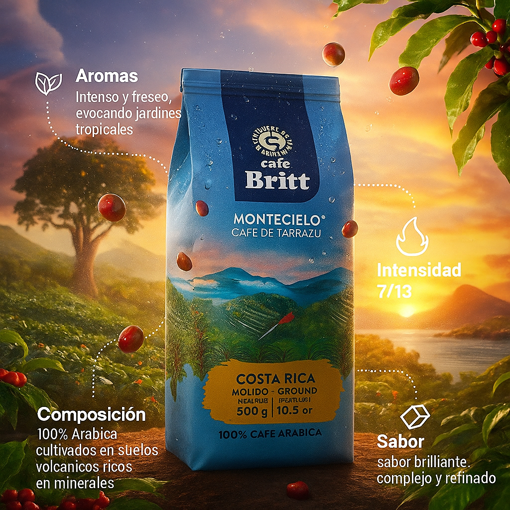 Café Britt Montecielo Tarrazú — región cafetalera de referencia en Costa Rica
