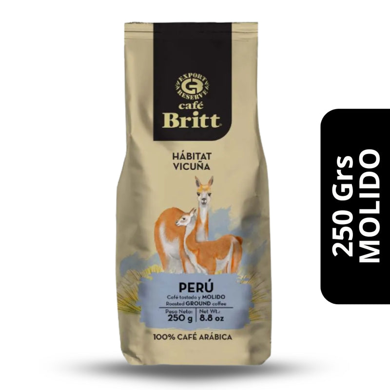 Café Britt Hábitat Vicuña Molido 250g — 100% arábica tueste medio, línea de conservación