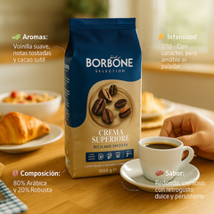 Café Borbone Crema Superiore en Grano — segunda imagen, detalle del blend napolitano